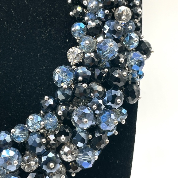 Eye Candy New Glass & Acrylic Black Blue Clear Beaded Collar Necklace - Picture 15 of 15
